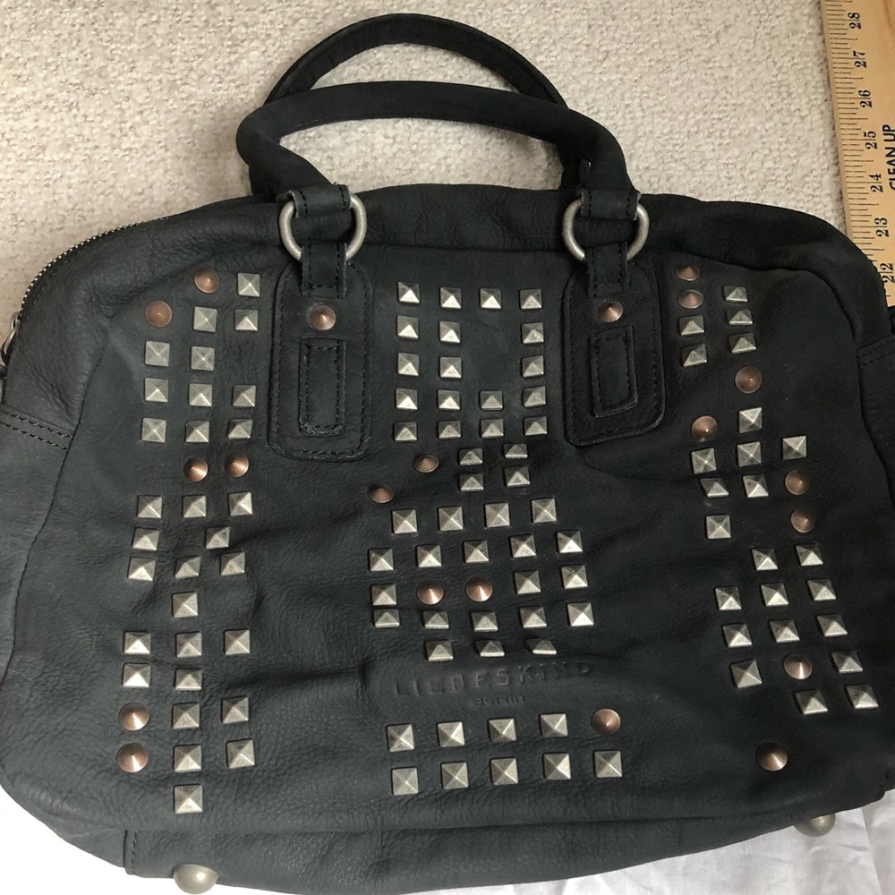 Liebeskind Berlin black studded bowler satchel cow leather